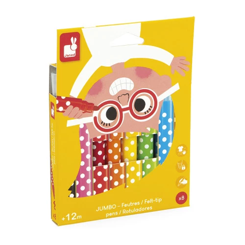 Feutres Jumbo x8 Marqueurs Géants Janod