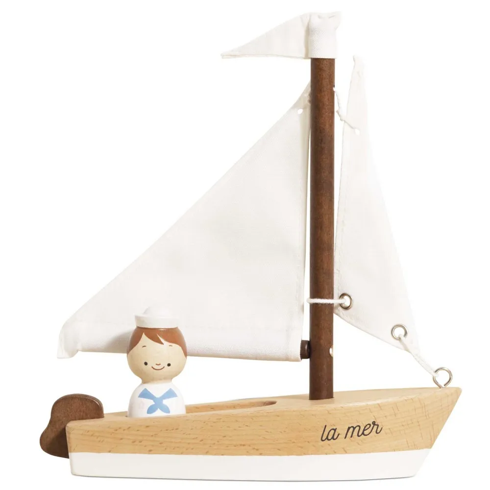 Bateau voilier avec capitaine en bois -  Le Toy Van
