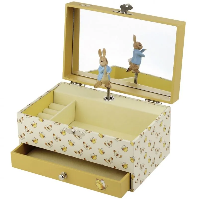 Boîte à bijoux musicale Pierre Lapin jaune